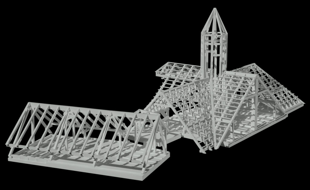 3D-Konstruktion eines Dachstuhles