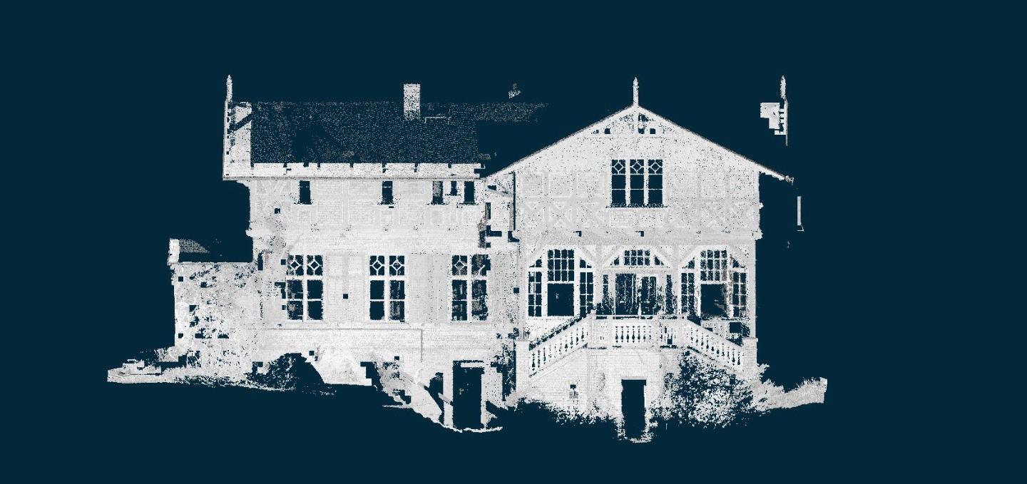 3D-Laserscanning Punktwolke einer Villa in Stralsund